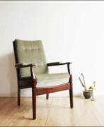 VINTAGE cintique groene velvet stoel ''60, Gebruikt, Ophalen of Verzenden, Hout, Eén