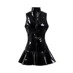 Zwarte wetlook jurk pvc mini leren sexy dames vrouwen jurkje, Verzenden, Nieuw, Zwart, Boven de knie
