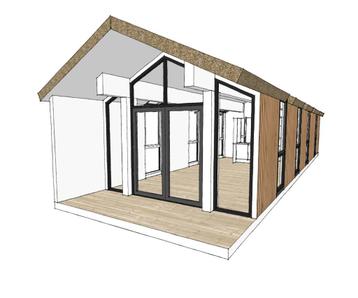 Royale chalet met extra luxe rieten kap, shutters, 70m2 beschikbaar voor biedingen