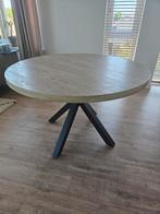 Ronde houten tafel met stalen poten, Huis en Inrichting, Tafels | Eettafels, Ophalen, Gebruikt, 100 tot 150 cm, Rond