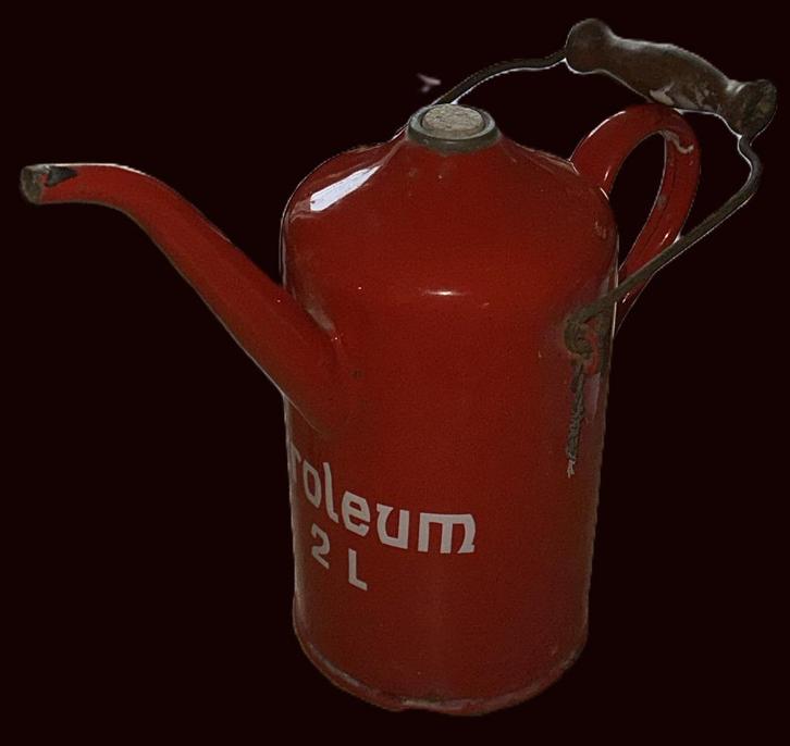 Antieke brandweer rode emaille 2L Petroleum kan izgst, Antiek en Kunst, Antiek | Emaille, Ophalen