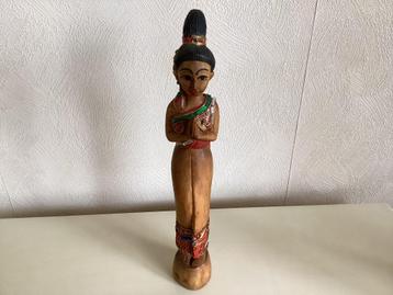 Houten beeld vrouwenfiguur Aziatisch, Indiaas handgemaakt beschikbaar voor biedingen
