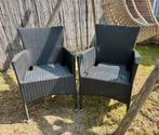 Twee donkergrijze wicker tuinstoelen, Ophalen, Zo goed als nieuw, Wicker, Stapelbaar