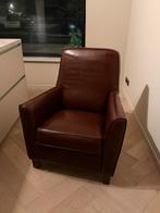 Twee Bordeaux rode lederen fauteuils - In goede staat, Huis en Inrichting, Fauteuils, Ophalen, Gebruikt, Leer, 75 tot 100 cm