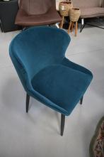 2 mooie eetkamerstoelen metaal velvet Petrol blauw fluweel, Huis en Inrichting, Stoelen, Ophalen, Twee, Blauw, Zo goed als nieuw