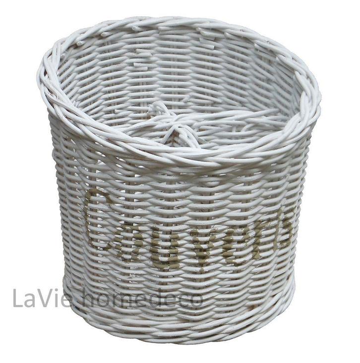 Handige bestekmand wit riet, Huis en Inrichting, Woonaccessoires | Schalen en Manden, Nieuw, Rechthoekig, Riet, Ophalen of Verzenden