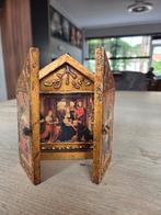 Oud, houten drieluik, triptiek, huisaltaar afb jan floreins, Antiek en Kunst, Ophalen of Verzenden