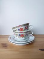 vintage kop en schotel set van 2 met bloemen print, Ophalen of Verzenden, Zo goed als nieuw, Kop en/of schotel