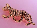 jwg Vintage 80s tijger kat broche zwart emaille goud verguld, Verzenden, Overige materialen, Broche, Verguld