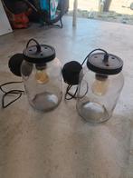 Twee dezelfde hanglampen met ledlampen, Ophalen of Verzenden, Zo goed als nieuw, Glas