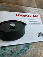 KitchenAid braadpan 30cm geëmailleerd gietijzer onyx zwart, Gietijzer, Nieuw, Ophalen of Verzenden, Keramische plaat