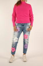 Trendy stretch jeans flowers, Nieuw, Ophalen of Verzenden