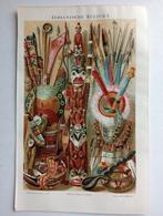 Lithografische prent 1895 Native Americans Indianen Cultuur, Verzamelen, Verzenden, Voor 1940, Gebruikt, Overige onderwerpen