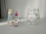 Twee glazen met bloemetjes, Ophalen, Glas of Glazen, Nieuw, Glas