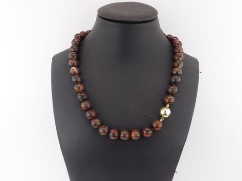 Jaspis collier gouden slot                               D46, Sieraden, Tassen en Uiterlijk, Kettingen, Gebruikt, Steen of Mineraal