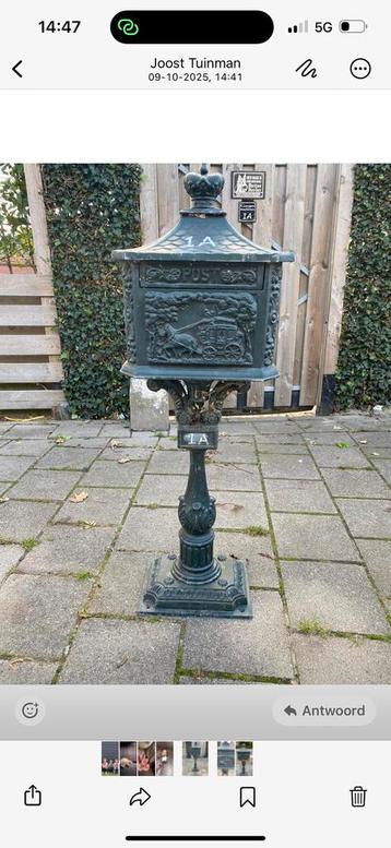 Antieke Staande Brievenbus IJzer beschikbaar voor biedingen