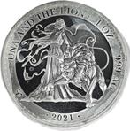 St. Helena 1 oz / 1 Pound 2021 Una and the Lion aUNC, Ophalen of Verzenden, Zilver
