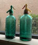 2 Brocante originele groene spuitflessen, Antiek en Kunst, Antiek | Glas en Kristal, Ophalen of Verzenden
