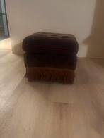 Vintage poef met franjes, Gebruikt, Vierkant, Minder dan 50 cm, Ophalen of Verzenden