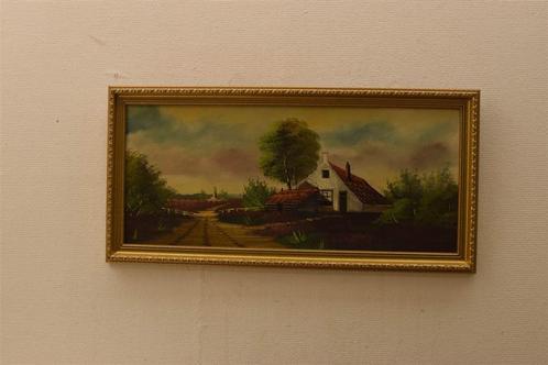 Schilderij van een huisje aan de weg 44050, Huis en Inrichting, Woonaccessoires | Schilderijen, Tekeningen en Foto's, Gebruikt