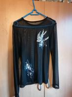 PRACHTIGE SEQUINE TOP MET BORDUUR VOGEL EN BLOEM-M-NIEUW, Maat 38/40 (M), Zwart, Nieuw, Ophalen of Verzenden