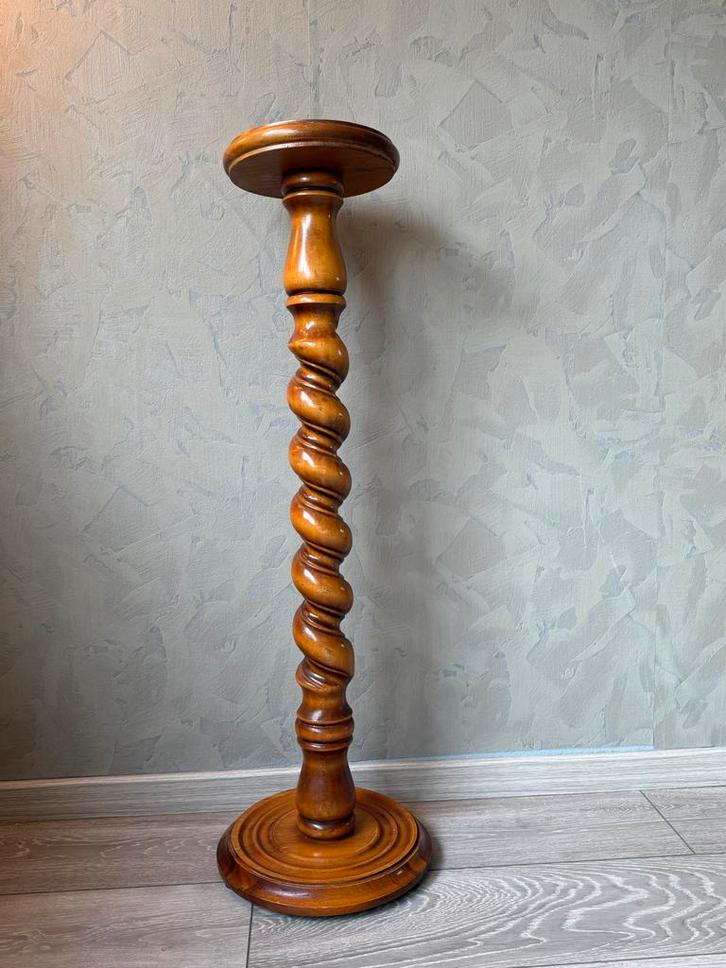 Houten Plantenstandaard met Gedraaide Poot, Huis en Inrichting, Woonaccessoires | Overige, Gebruikt, Ophalen
