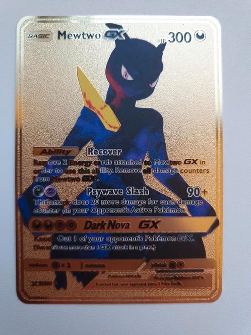 Mewtwo GX Shadow Metalen Pokemon kaart Goudkleurig metal, Hobby en Vrije tijd, Verzamelkaartspellen | Pokémon, Nieuw, Losse kaart