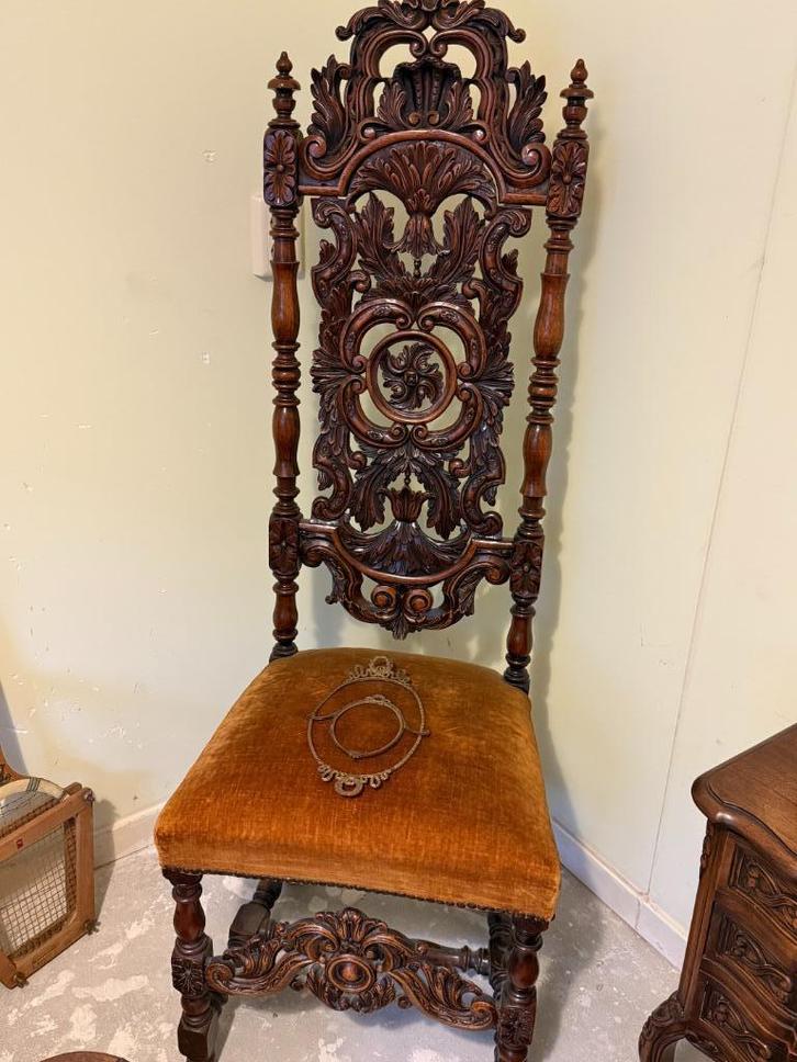 Antieke hall chair ca. 1680 – uniek historisch meubel, Huis en Inrichting, Bureaustoelen, Gebruikt, Bruin, Ophalen
