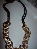 Ketting Zwart Mooie Goudkleur Schakels Mooi motief, Verzenden, Nieuw, Goud, Overige materialen