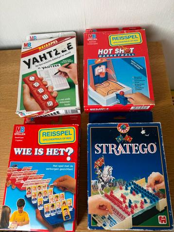 Reisspellen Yahtzee, Hot Shot, Wie is het?, Stratego beschikbaar voor biedingen