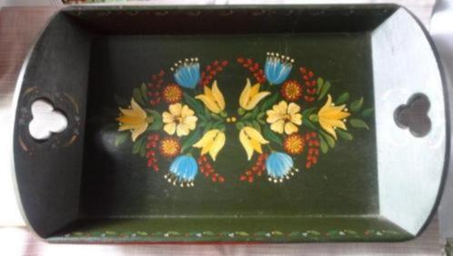 FOLKLORE FRAAI DIENBLAD * Hout *, Huis en Inrichting, Woonaccessoires | Dienbladen, Zo goed als nieuw, Hout, Rechthoekig, Verzenden