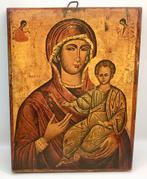 Oud icoon op hout Maria met kind Byzantijns Grieks mooi, Verzenden