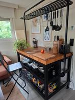 VADHOLMA Keukeneiland, Ikea, zwart/eiken, compleet, Huis en Inrichting, Ophalen, 75 cm of meer, 100 tot 150 cm, Bruin