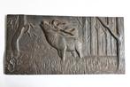 zware gegoten sierplaat hert 20x40 cm jacht natuur, Antiek en Kunst, Ophalen of Verzenden