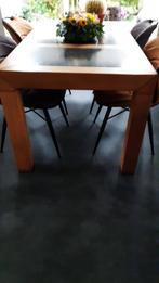 tafel  160 lang met inleg 3 stenen tegels, Huis en Inrichting, Tafels | Eettafels, 50 tot 100 cm, 150 tot 200 cm, Gebruikt, Rechthoekig