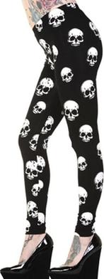 Banned Dark Collection - White Skull Legging - Maat 48 / 4XL, Zwart, Maat 46/48 (XL) of groter, Nieuw, Ophalen of Verzenden