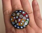 Murano Glas Ring - Sterling Zilver - Bloemmotief, Sieraden, Tassen en Uiterlijk, Ringen, Met kristal, Overige kleuren, 20 of groter