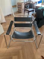 Chroom en leer stoel geinspireerd op Marcel Breuer - Zwart, Ophalen