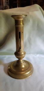 antiek koperen schuifkandelaar 20 cm, Verzenden, Koper of Brons