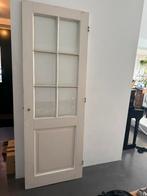 Massieve houten deur, glaswerk intact, Doe-het-zelf en Verbouw, Deuren en Horren, Ophalen, Gebruikt, 80 tot 100 cm, Binnendeur