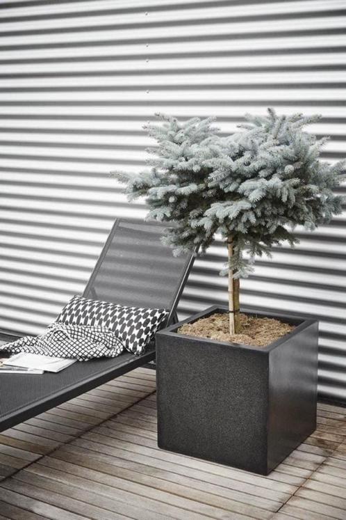 Capi Europe - Bloempot vierkant Terrazzo - 30x30 - Zwart, Tuin en Terras, Bloembakken en Plantenbakken, Nieuw, Kunststof, Binnen