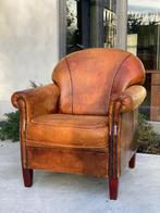 Stoere Vintage Geleefde Schapenleren fauteuils, Gebruikt, Leer, Ophalen of Verzenden, 50 tot 75 cm