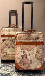 Trolley/Kofferset 2 stuks - Oude Wereldkaart Design, Gebruikt, 50 tot 60 cm, Hard kunststof, Ophalen of Verzenden