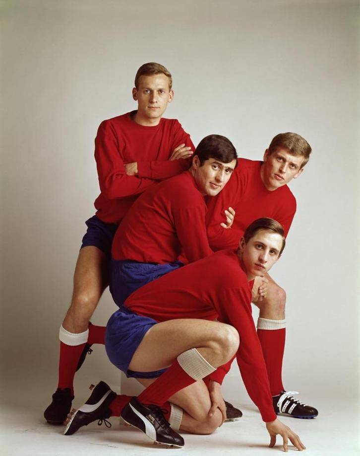 Foto Johan Cruijff "de grote vier" van Ajax 50x75 cm., Verzamelen, Sportartikelen en Voetbal, Nieuw, Poster, Plaatje of Sticker