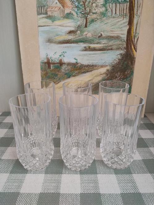 Vintage! Set 6x longdrink glas Cristal d Arques Longchamp, Antiek en Kunst, Antiek | Glas en Kristal, Ophalen of Verzenden