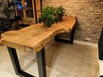Eiken boomstam bartafel, metalen poten, Antiek en Kunst, Antiek | Meubels | Tafels, Ophalen