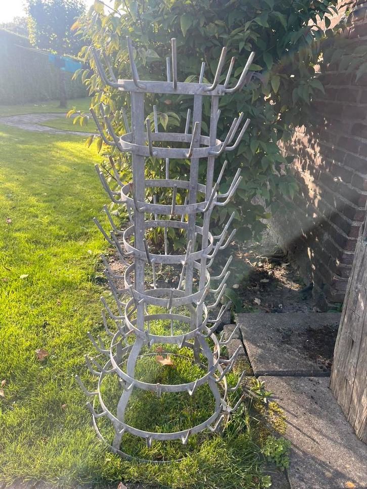 Brocante Frans zinken pinnenrek/flessenrek, Antiek en Kunst, Curiosa en Brocante, Ophalen