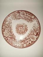 Frans brocante oud bord bruin bloemen Fleurs FF Pexonne, Ophalen of Verzenden