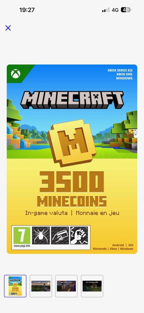Minecoins pack 3500 Minecraft voor Xbox, Spelcomputers en Games, Games | Xbox 360, Nieuw, 3 spelers of meer, Vanaf 7 jaar, Ophalen
