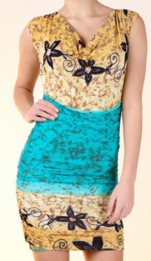 Jacky luxury dress print turkoois/oker/zwart nieuw (38/40), Kleding | Dames, Jurken, Nieuw, Maat 38/40 (M), Blauw, Boven de knie